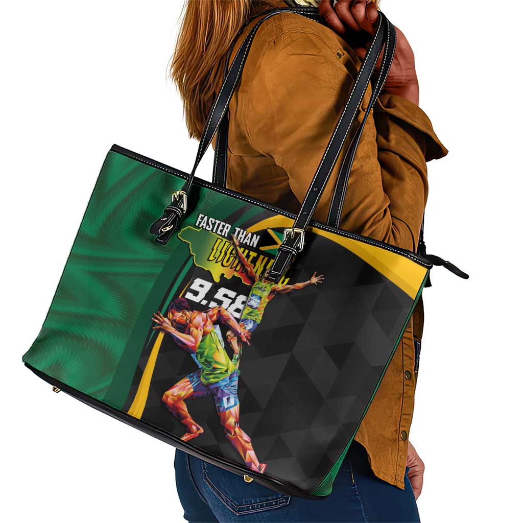 Proud of Jamaican Leather Tote Bag Faster Than Lightning-9.58 Seconds - African Pride