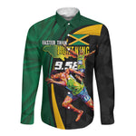 Proud of Jamaican Long Sleeve Button Shirt Faster Than Lightning-9.58 Seconds - African Pride
