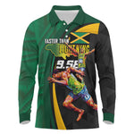 Proud of Jamaican Long Sleeve Polo Shirt Faster Than Lightning-9.58 Seconds - African Pride