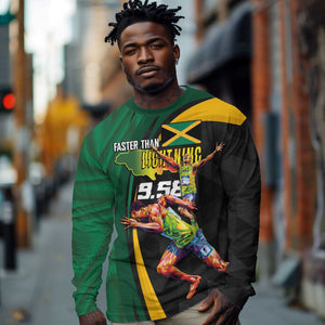 Proud of Jamaican Long Sleeve Shirt Faster Than Lightning-9.58 Seconds - African Pride