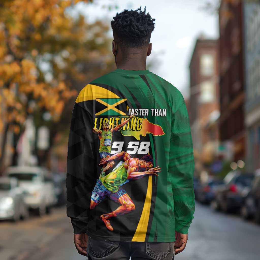 Proud of Jamaican Long Sleeve Shirt Faster Than Lightning-9.58 Seconds - African Pride