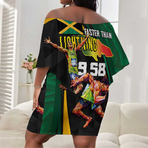 Proud of Jamaican Off Shoulder Short Dress Faster Than Lightning-9.58 Seconds - African Pride