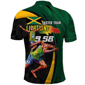 Proud of Jamaican Polo Shirt Faster Than Lightning-9.58 Seconds - African Pride