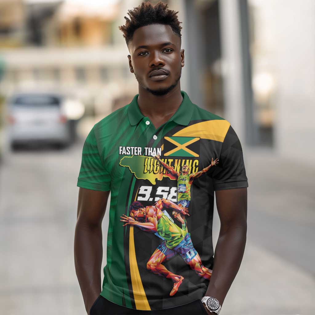 Proud of Jamaican Polo Shirt Faster Than Lightning-9.58 Seconds - African Pride