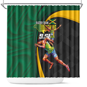 Proud of Jamaican Shower Curtain Faster Than Lightning-9.58 Seconds - African Pride