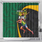 Proud of Jamaican Shower Curtain Faster Than Lightning-9.58 Seconds - African Pride
