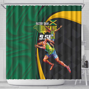 Proud of Jamaican Shower Curtain Faster Than Lightning-9.58 Seconds - African Pride