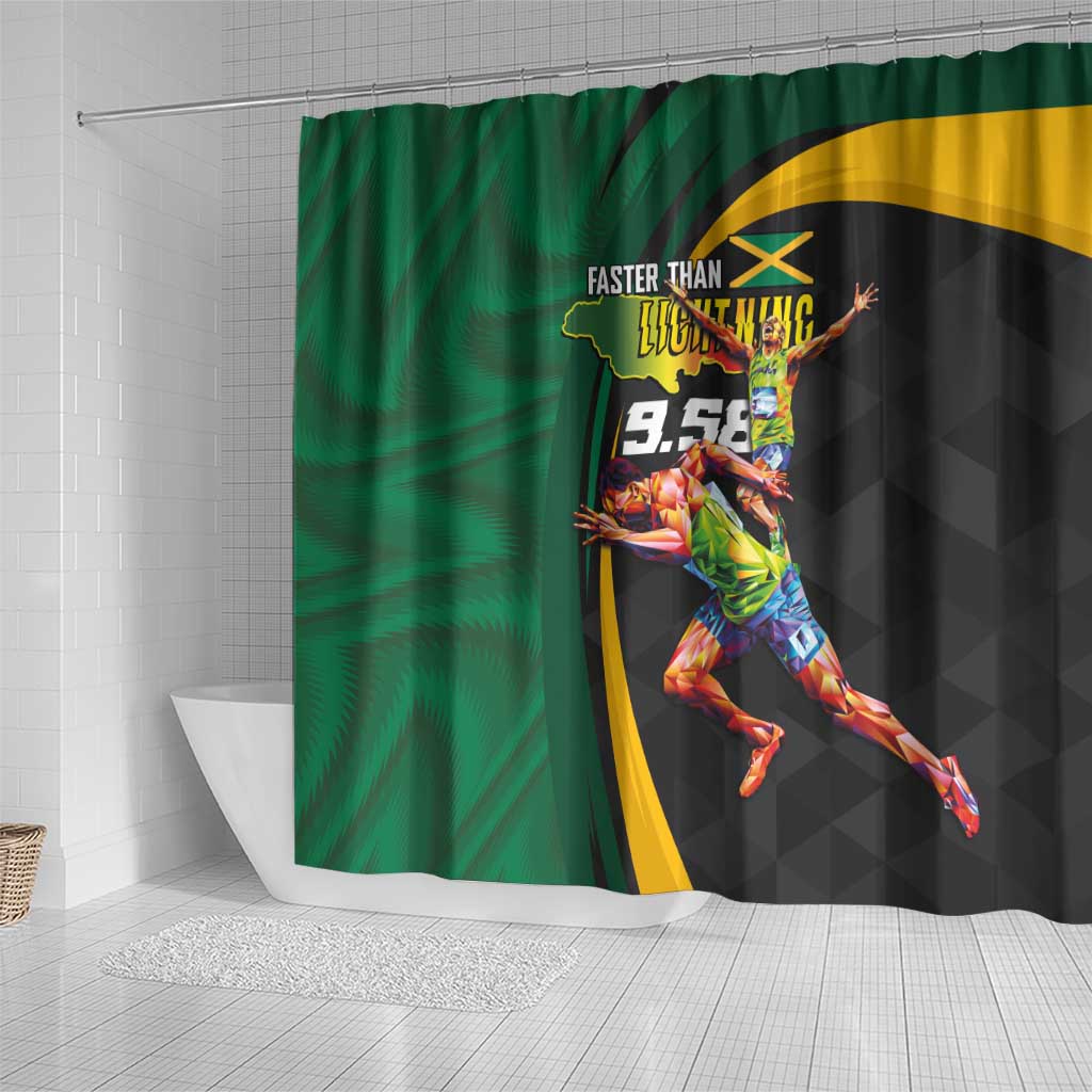 Proud of Jamaican Shower Curtain Faster Than Lightning-9.58 Seconds - African Pride