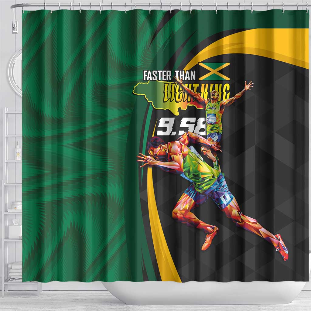 Proud of Jamaican Shower Curtain Faster Than Lightning-9.58 Seconds - African Pride