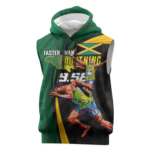 Proud of Jamaican Sleeveless Hoodie Faster Than Lightning-9.58 Seconds - African Pride