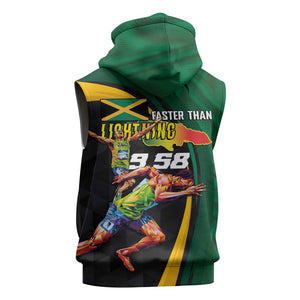Proud of Jamaican Sleeveless Hoodie Faster Than Lightning-9.58 Seconds - African Pride