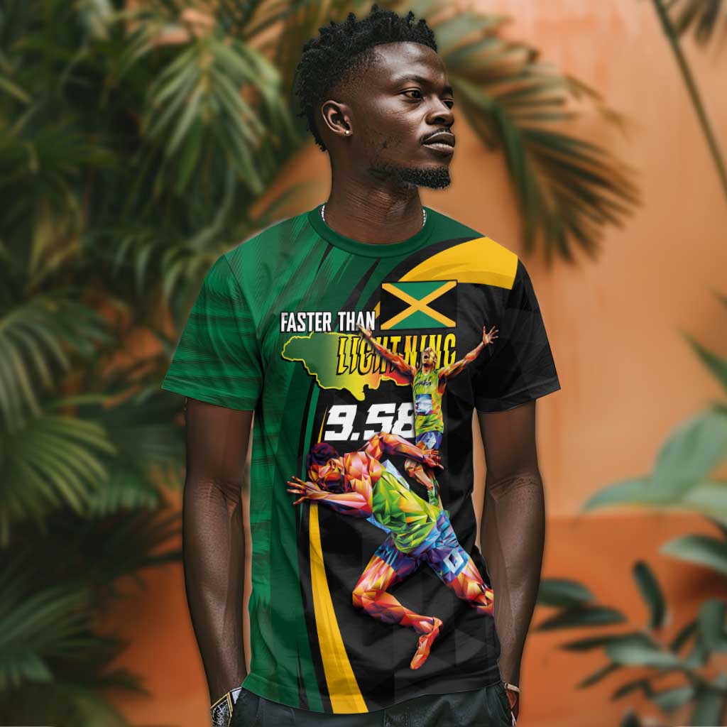 Proud of Jamaican T shirt Faster Than Lightning-9.58 Seconds - African Pride