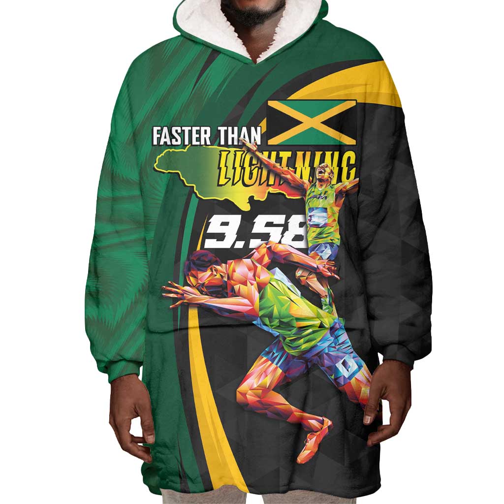 Proud of Jamaican Wearable Blanket Hoodie Faster Than Lightning-9.58 Seconds - African Pride