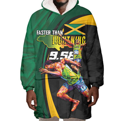 Proud of Jamaican Wearable Blanket Hoodie Faster Than Lightning-9.58 Seconds - African Pride