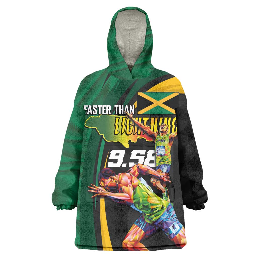 Proud of Jamaican Wearable Blanket Hoodie Faster Than Lightning-9.58 Seconds - African Pride