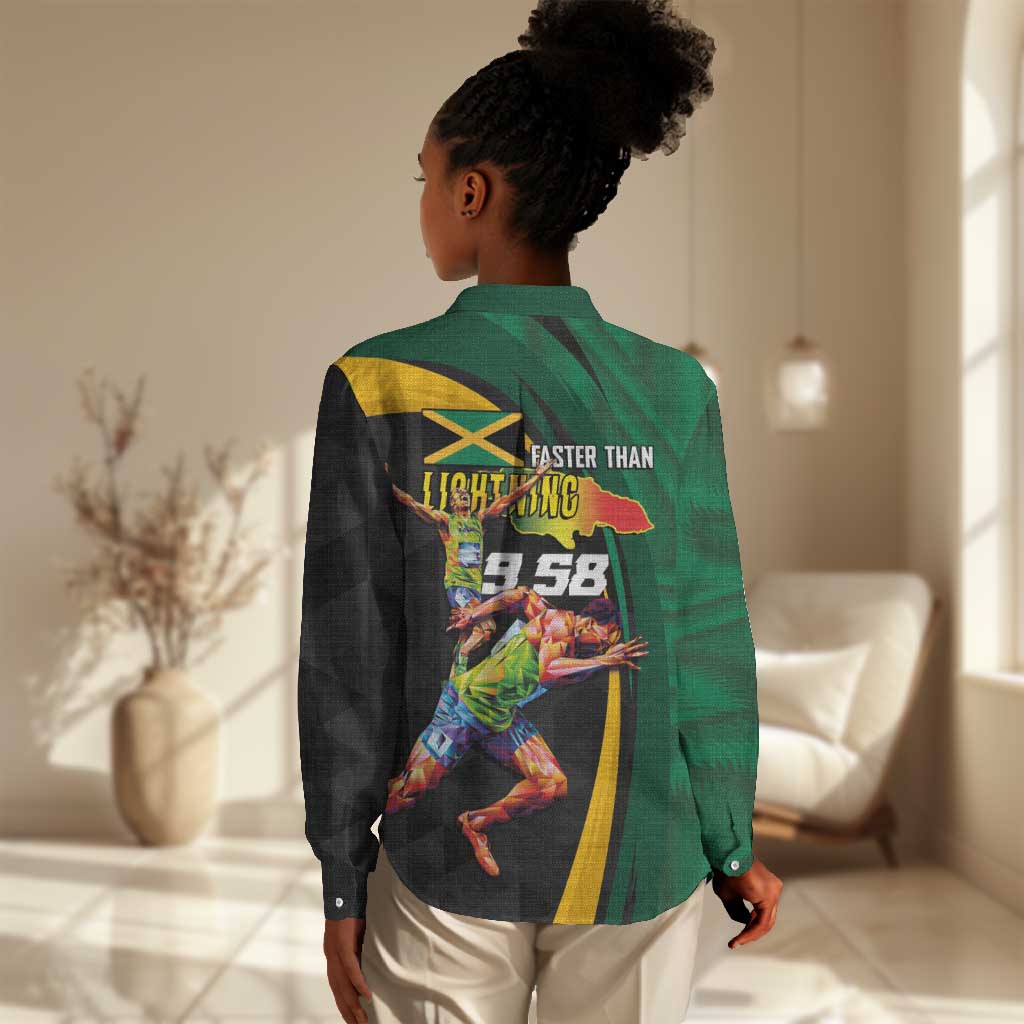 Proud of Jamaican Women Casual Shirt Faster Than Lightning-9.58 Seconds - African Pride