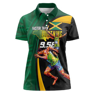 Proud of Jamaican Women Polo Shirt Faster Than Lightning-9.58 Seconds - African Pride