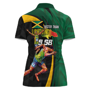 Proud of Jamaican Women Polo Shirt Faster Than Lightning-9.58 Seconds - African Pride