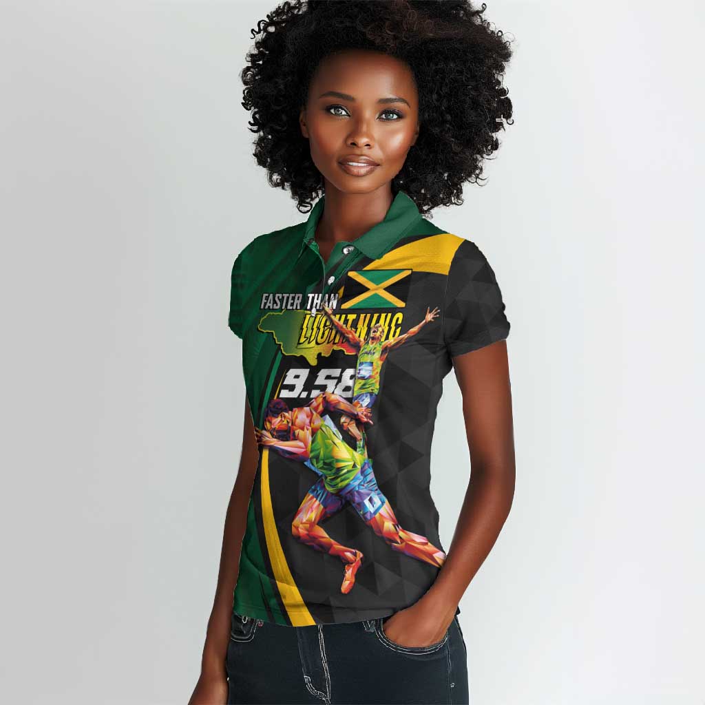 Proud of Jamaican Women Polo Shirt Faster Than Lightning-9.58 Seconds - African Pride