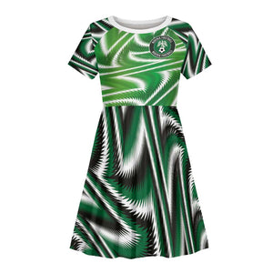 Custom Nigeria Football Kid Short Sleeve Dress Sporty Super Eagles