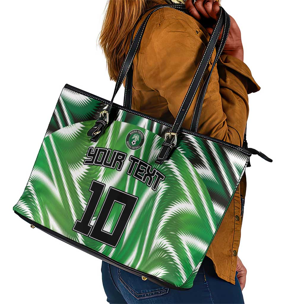 Custom Nigeria Football Leather Tote Bag Sporty Super Eagles