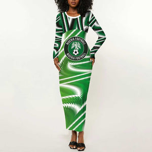 Custom Nigeria Football Long Sleeve Bodycon Dress Sporty Super Eagles LT03