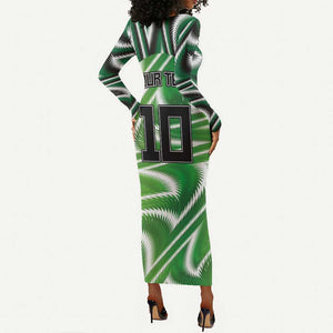 Custom Nigeria Football Long Sleeve Bodycon Dress Sporty Super Eagles LT03