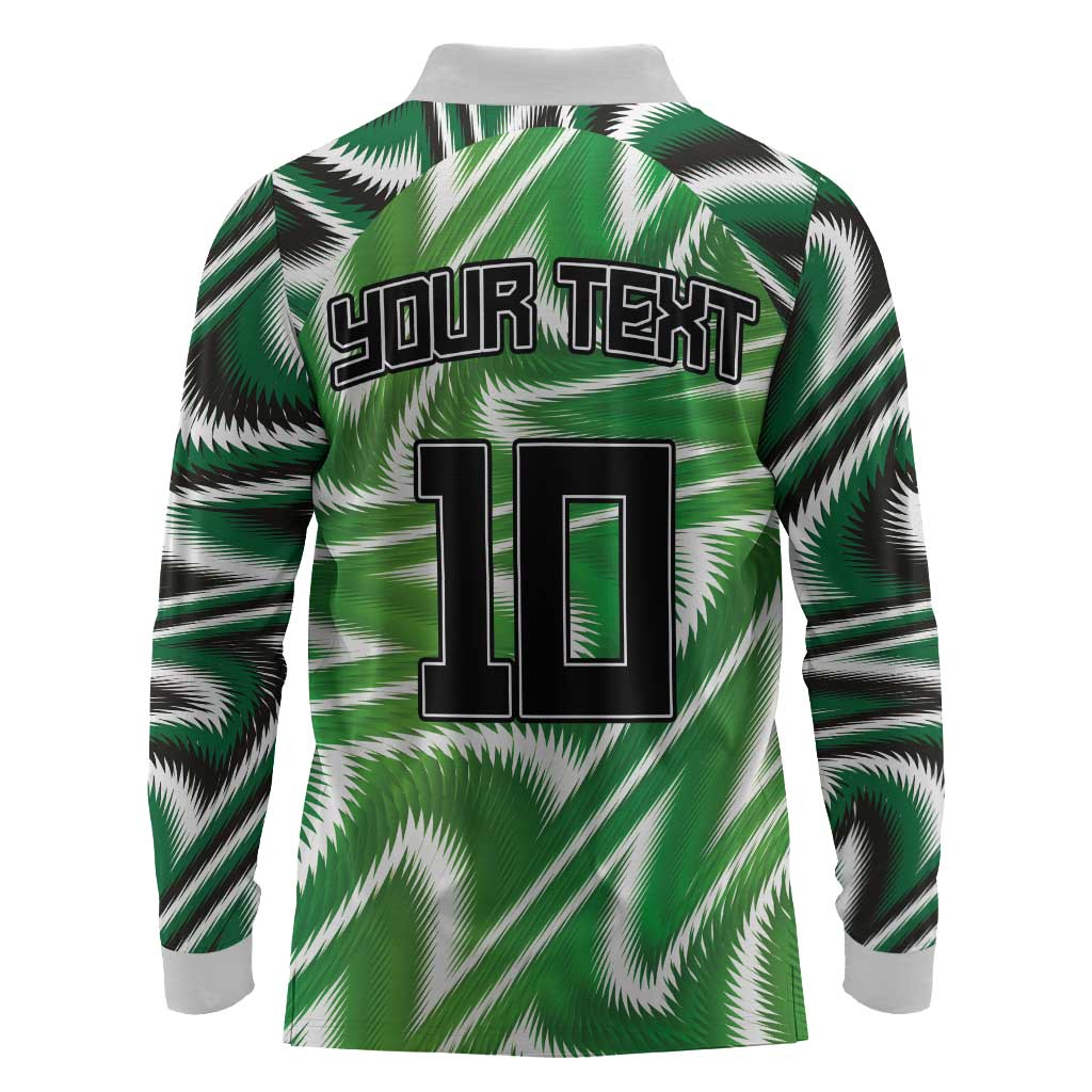 Custom Nigeria Football Long Sleeve Polo Shirt Sporty Super Eagles
