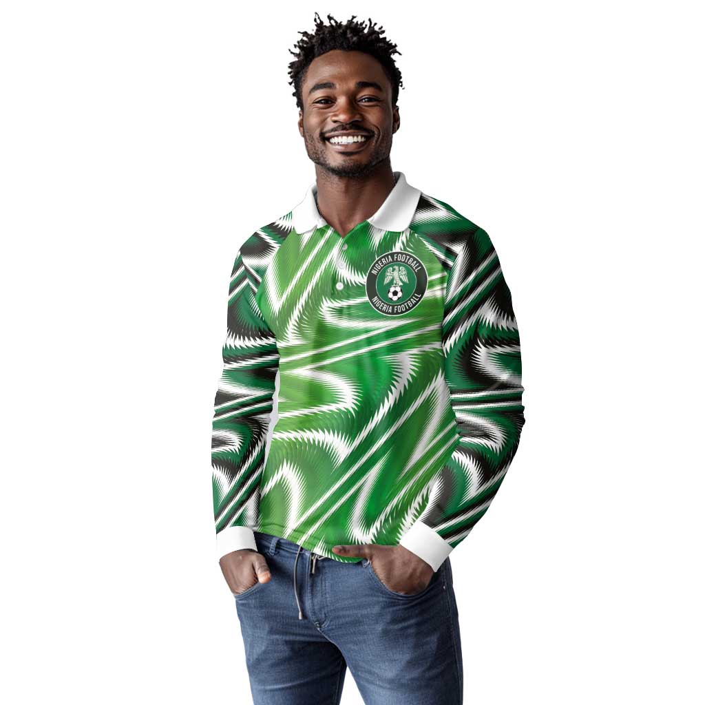 Custom Nigeria Football Long Sleeve Polo Shirt Sporty Super Eagles