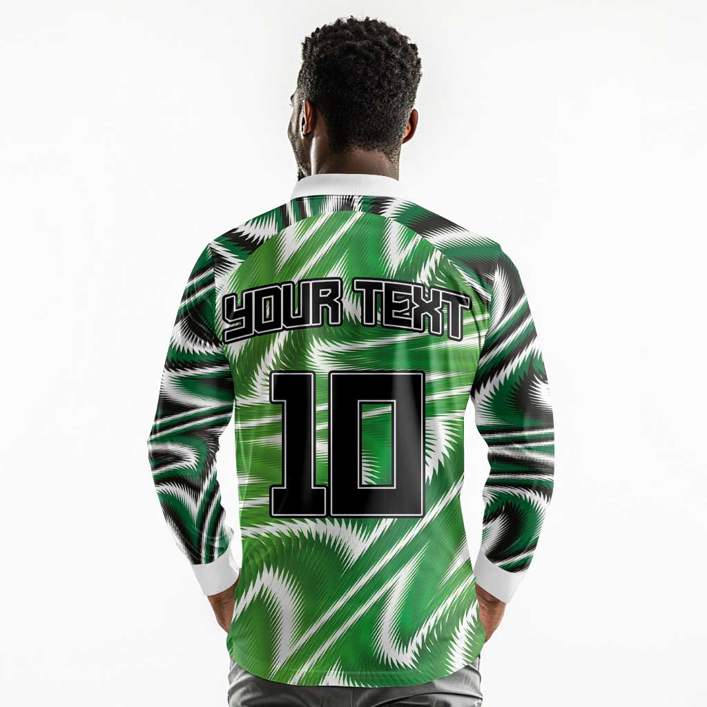 Custom Nigeria Football Long Sleeve Polo Shirt Sporty Super Eagles