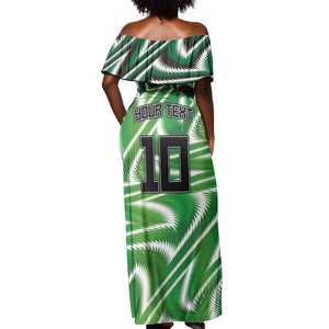 Custom Nigeria Football Off Shoulder Maxi Dress Sporty Super Eagles