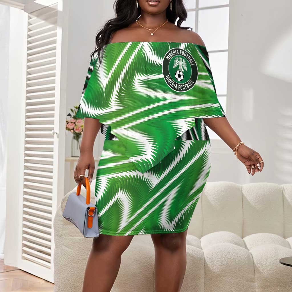 Custom Nigeria Football Off Shoulder Short Dress Sporty Super Eagles