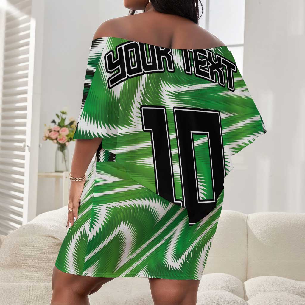 Custom Nigeria Football Off Shoulder Short Dress Sporty Super Eagles