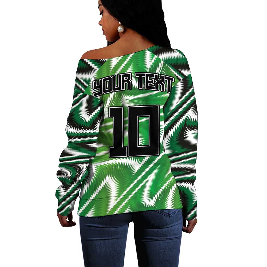 Custom Nigeria Football Off Shoulder Sweater Sporty Super Eagles