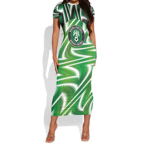 Custom Nigeria Football Short Sleeve Bodycon Dress Sporty Super Eagles LT03