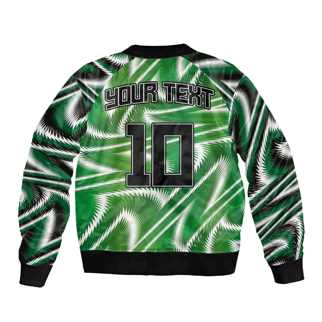 Custom Nigeria Football Sleeve Zip Bomber Jacket Sporty Super Eagles