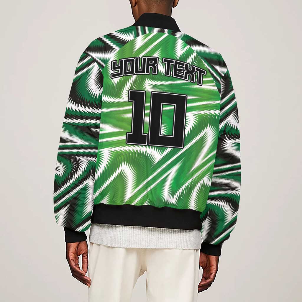 Custom Nigeria Football Sleeve Zip Bomber Jacket Sporty Super Eagles
