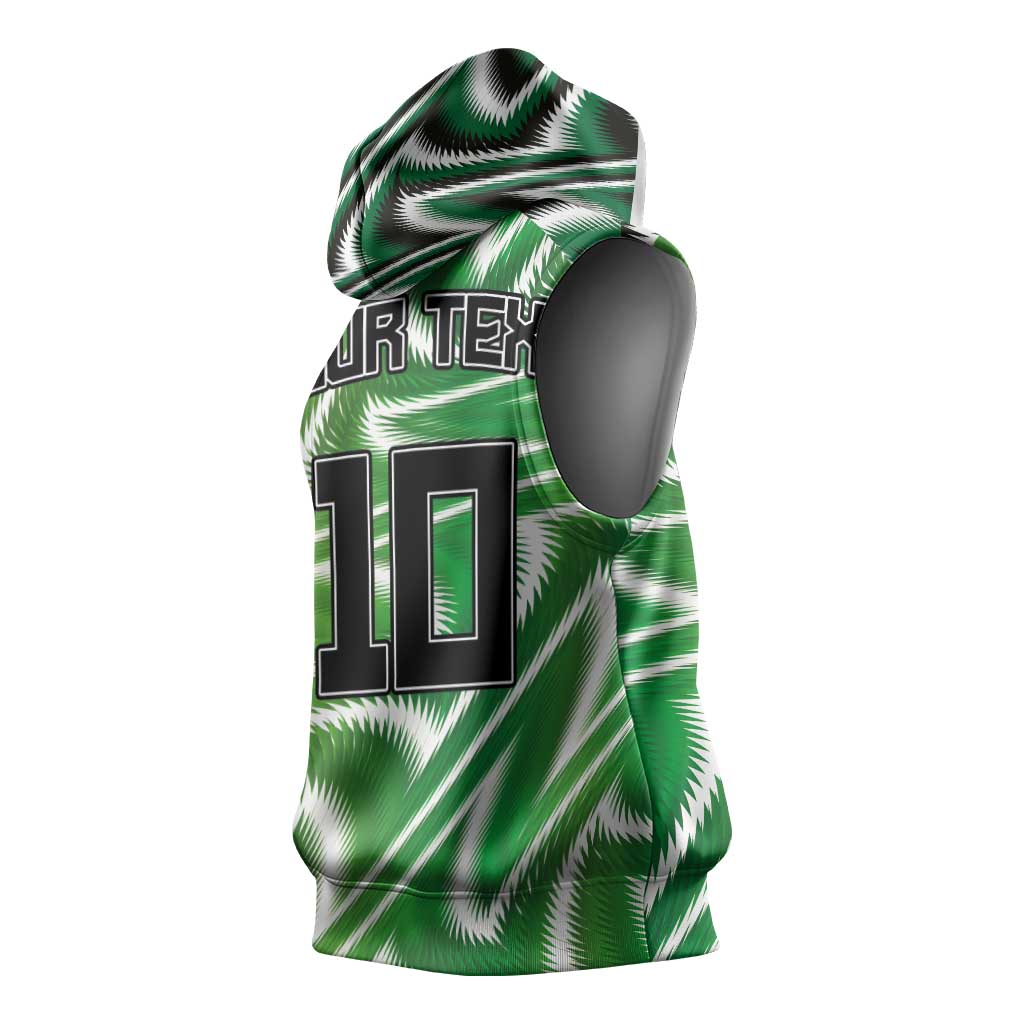Custom Nigeria Football Sleeveless Hoodie Sporty Super Eagles - African Pride