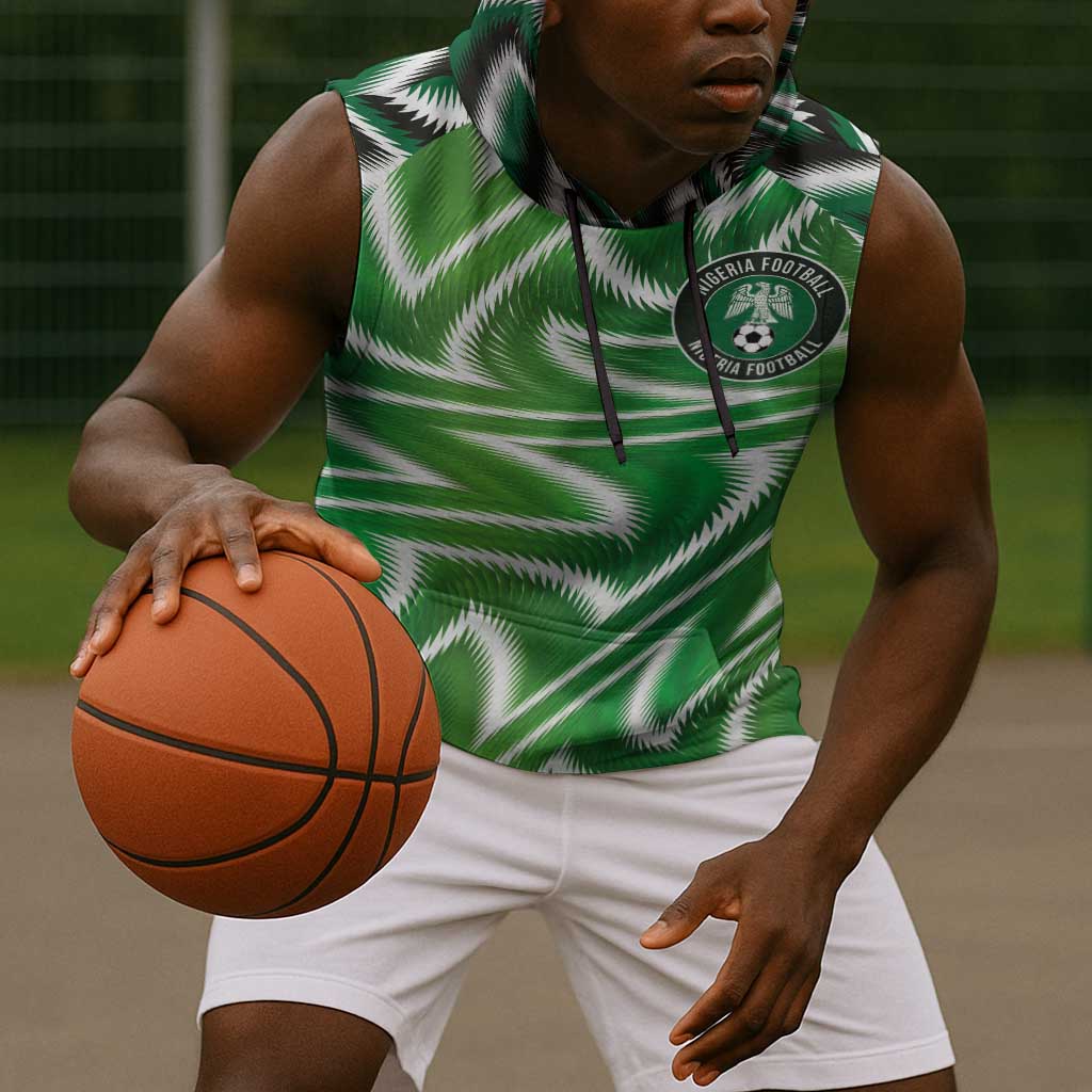 Custom Nigeria Football Sleeveless Hoodie Sporty Super Eagles - African Pride