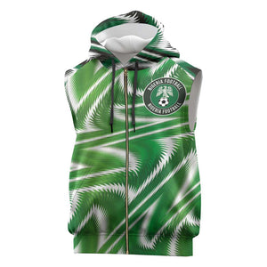 Custom Nigeria Football Sleeveless Zip Hoodie Sporty Super Eagles - African Pride