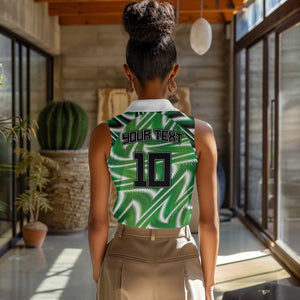Custom Nigeria Football Women Sleeveless Polo Shirt Sporty Super Eagles