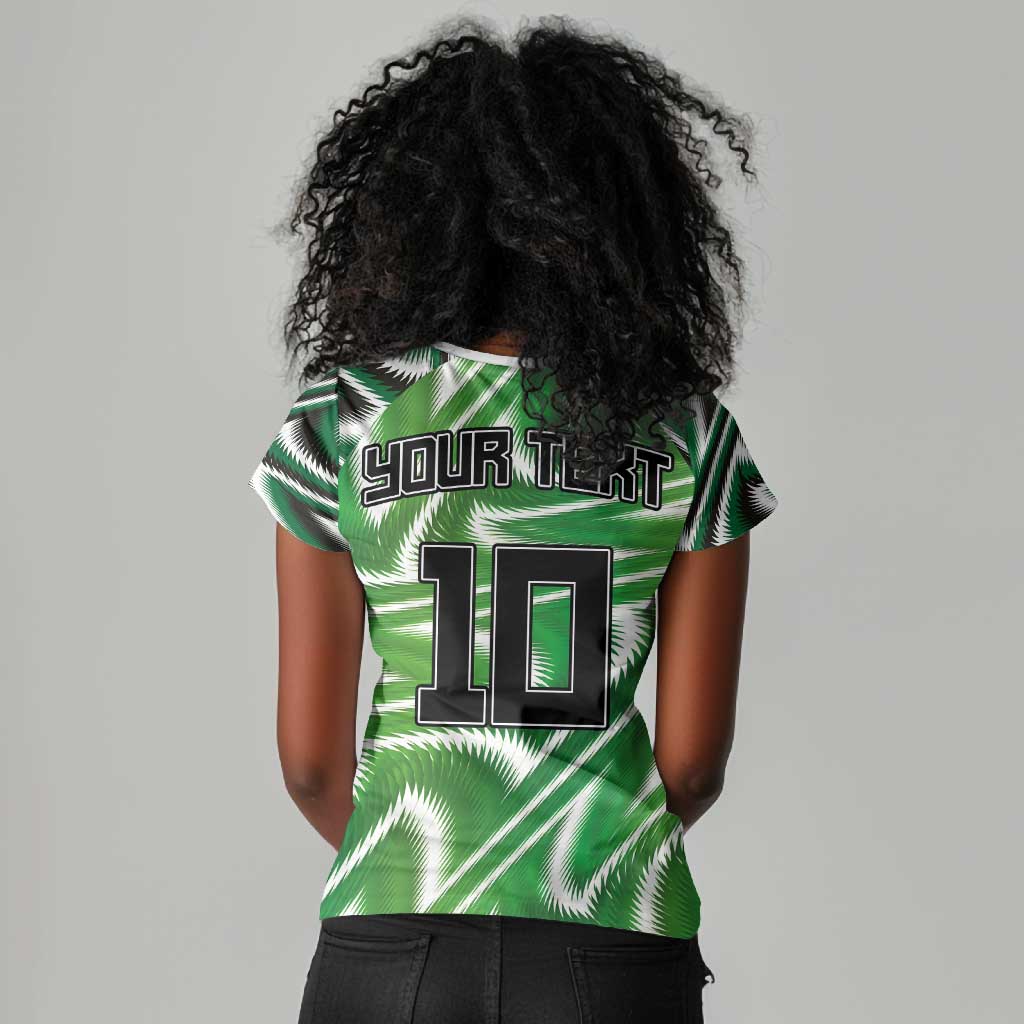 Custom Nigeria Football Women V-Neck T-Shirt Sporty Super Eagles
