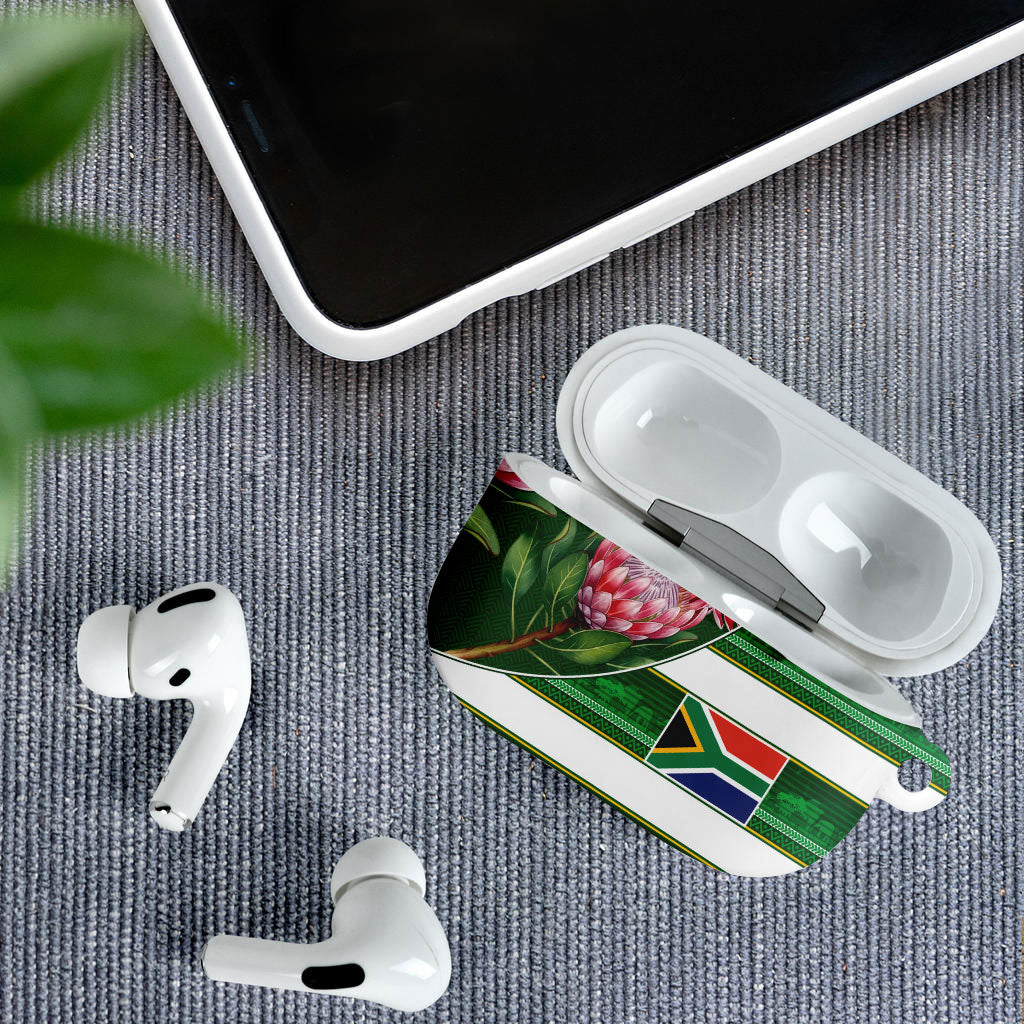 South Africa Football AirPods Case King Protea with African Heritage Stripes Style