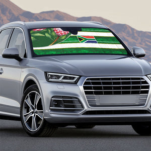 South Africa Football Auto Sun Shade King Protea with African Heritage Stripes Style