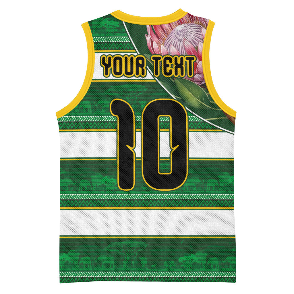 Custom South Africa Football Basketball Jersey King Protea with African Heritage Stripes Style