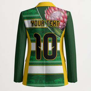 Custom South Africa Football Blazer King Protea with African Heritage Stripes Style