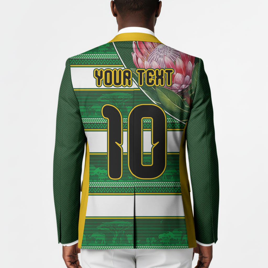 Custom South Africa Football Blazer King Protea with African Heritage Stripes Style
