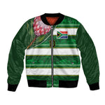 Custom South Africa Football Bomber Jacket King Protea with African Heritage Stripes Style