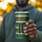 Custom South Africa Football 4 in 1 Can Cooler Tumbler King Protea with African Heritage Stripes Style