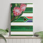 South Africa Football Canvas Wall Art King Protea with African Heritage Stripes Style